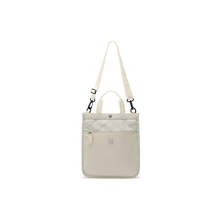 MLB Crossbody Shoulder Bag New York Yankees Vintage Diamond Letter Print Adjustable Detachable Strap Cotton Tote Bag Regular 7AUBMD34N-50IVS