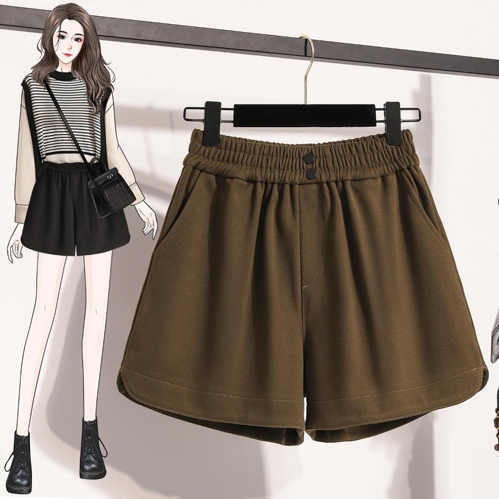 

DIMANAF Большой размер 2025 Новые зимние женские шорты Штаны Свободные Повседневные Короткие штаны Эластичная талия Модные Женские Толстые 5XL дубильная кора