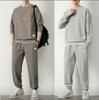Men's Autumn Winter Fleece Joggers: Casual, Warm, Versatile, Korean Style Drawstring Pants, Solid Color, Trendy Hong Kong Influence.