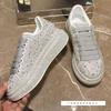 100 man diamond white shoes women's thick-soled rhinestone leather sports leisure belt diamond single shoes