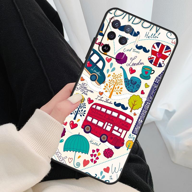 London Bus England Big Ben For OPPO Find X3 X5 Pro A5 A9 A31 A53 A15 A16 A52 A72 A83 A91 A93 A94 A54 A74 A53S Case