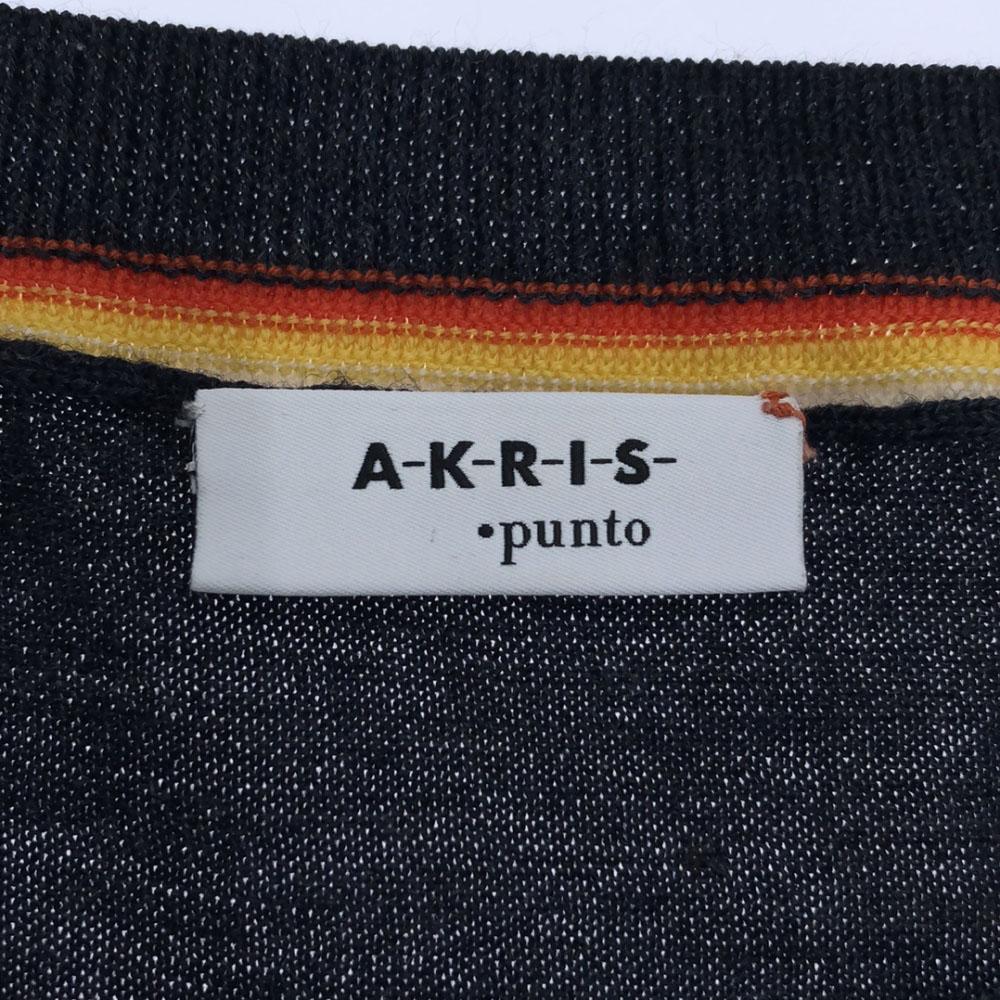 AKRIS PUNTO Wool Long Sleeve Knit 38 Navy System Sweater Women Used