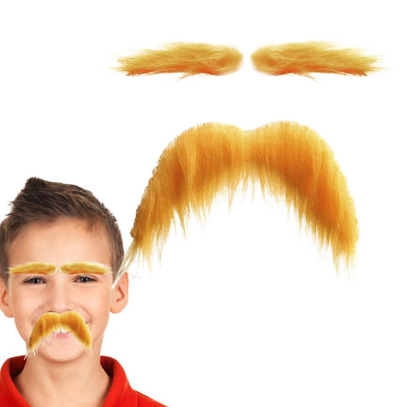 Yellow Beard And Eyebrow Yellow Eyebrow Beard Set Faux Beard Fake Eyebrow Cosplay Costume Accessories For Men Women Halloween China Mainland