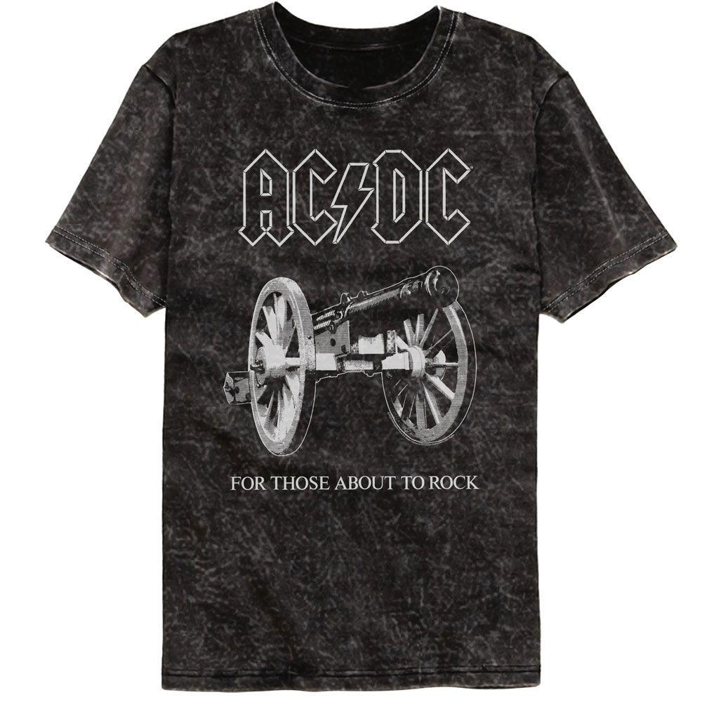 ACDC About To Rock Black Colortone Mineral Wash Music T-shirt Tops Tees Men's Women's Unisex