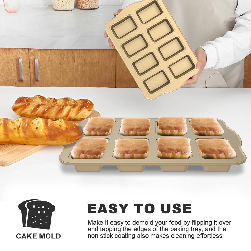 Non Stick Cupcake Cake Pans 8 grid Mold For Mini Loaf Pan Baking tools Carbon Steel Rectangle Small Bread Household Oven Trays