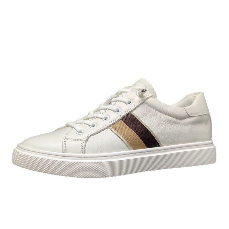 

Новая мужская обувь Натуральная кожа Повседневная обувь Тренд Полосатая Плоская Обувь для скейтборда Уличные Крутые Белые Кроссовки 44 белый