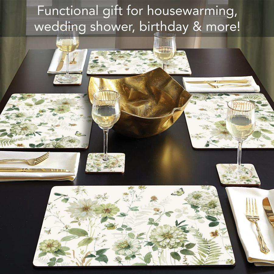 Fields Premium Decorative Hardboard Tabletop Placemats 4 Pack Manufactured in The USA Artistic Easily Wipes Clean