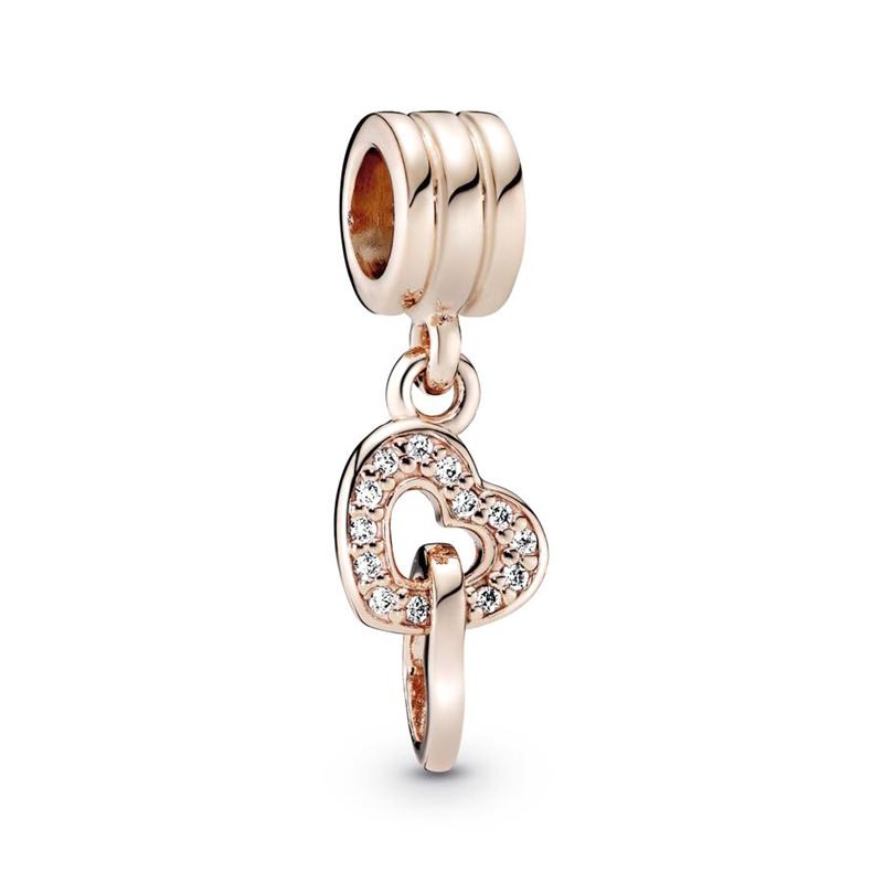 NEUER Rosegold Familienliebe Charm Anhänger Perle Blume Herz Clip Passend für Silberarmband DIY Schmuck Geschenk für Sie