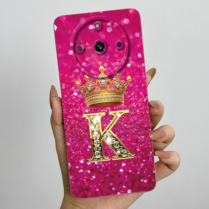 For Realme 11 Pro Plus 5G Fashion Initial Letter Couple Phone Case for Realme 11Pro 11 Pro+ Soft Silicone Lens Protective Casing