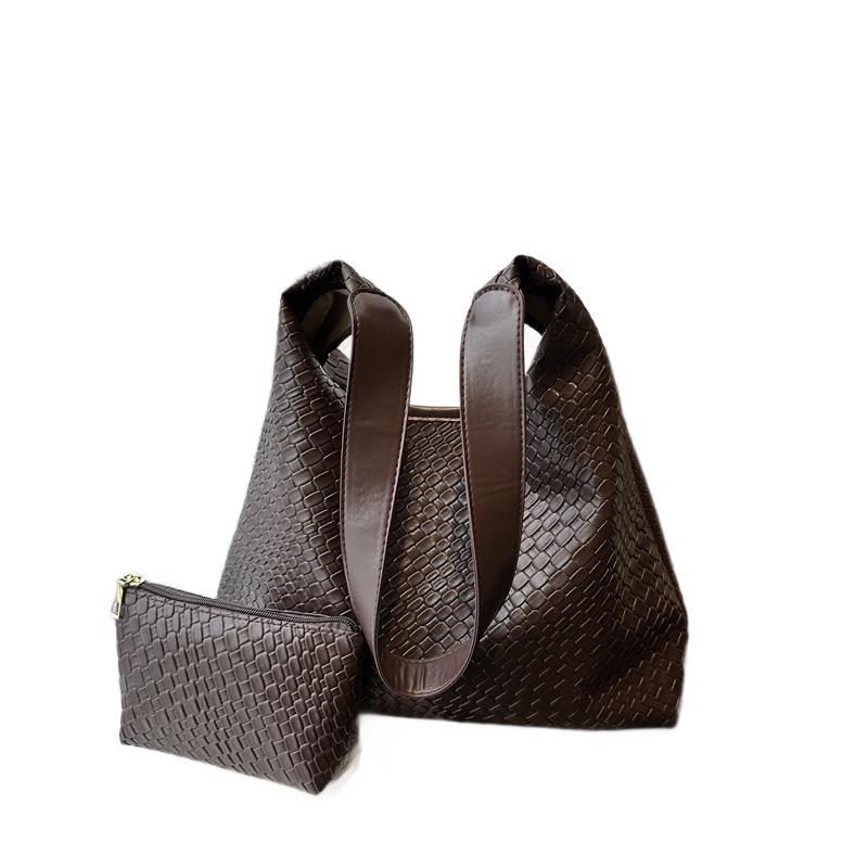 2025 Women's Large Capacity Woven Crossbody Tote - Autumn/Winter Single Shoulder Commuter Handbag