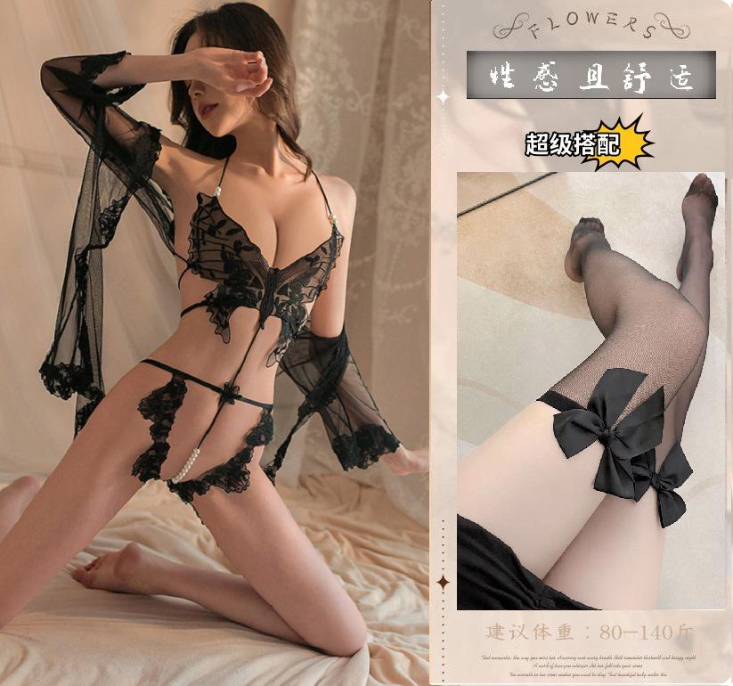Sex Underwear Sexy Perspective Butterfly Straps Flirty Underwear Outer Blouse Sex Women's Suit