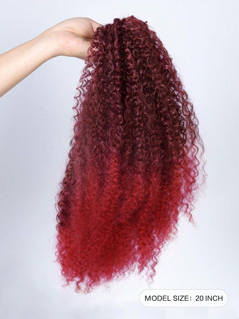 Synthetische Perücken, 50,8 cm langer Pferdeschwanz mit Kordelzug, tief gelockt, hitzebeständig, Pferdeschwanzverlängerung im Afro-Stil, verworrene lockige Haarteile für Frauen