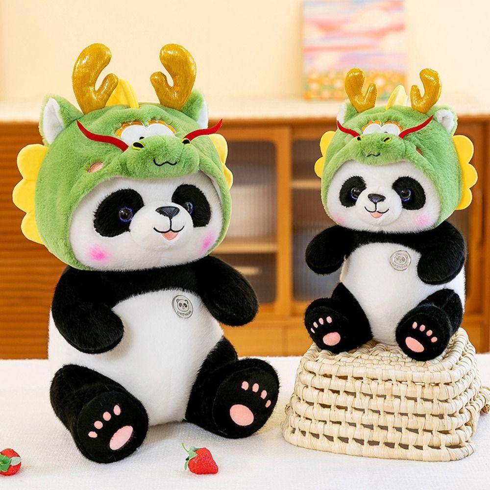 PP Cotton Transform Dragon Panda Doll Fluffy Cosplay Panda Dragon Stuffed Toy Children Girl
