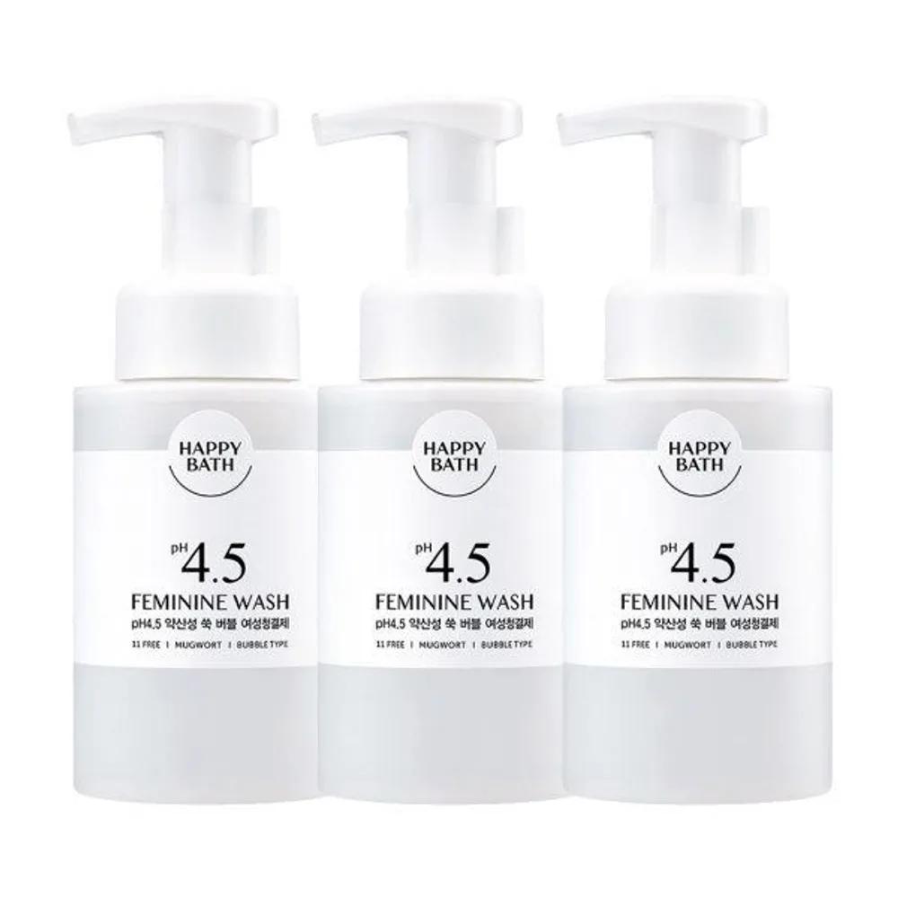 HAPPY BATH PH4.5 Mildly Acidic Mugwort/Rose Bubble Feminine Wash 300ml (3 Pieces)