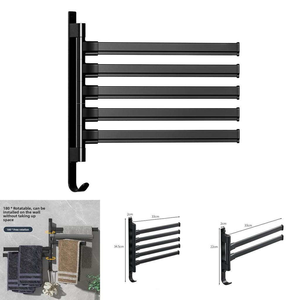 Plastic Wall Mount Hook With Rotatable Towel Rod For Bathroom Balcony And Living Space