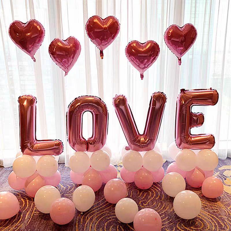 Honeymoon Room Wedding Scene Decor Set: Love Letter Balloons & Transparent Boxes