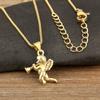 Nidin New Retro Little Angel Blowing Trumpet Shape Copper Pendant Necklace For Women Men Hip-Hop Style Clavicle Chain Jewelry