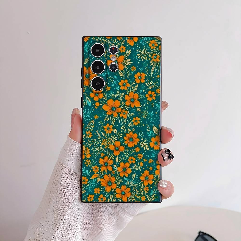 INS Flower Fashion Phone Case For Samsung Galaxy S25 S24 S22 S23 Ultra S21 S20 Plus 5G Frosted Non-Slip Full Cover Soft Case