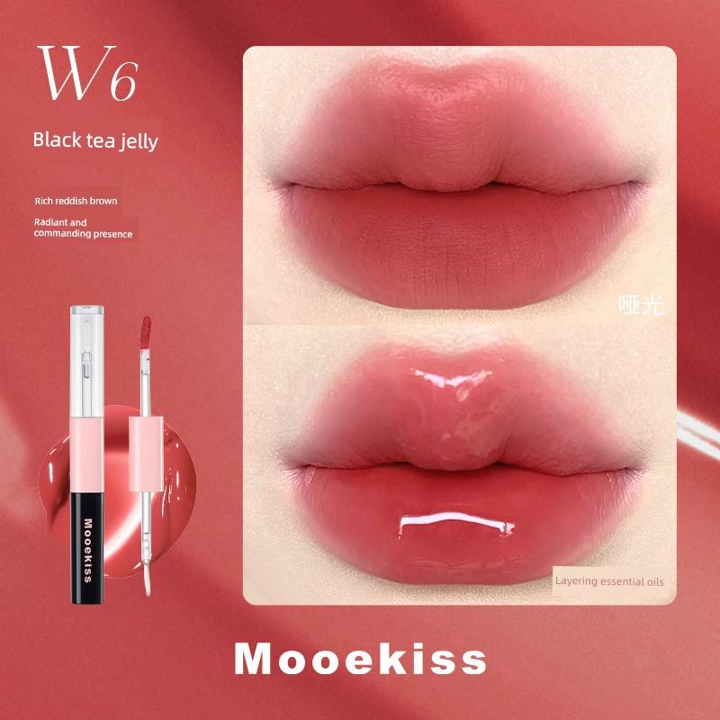 Mooekiss Double-Ended Lip Glaze Lip Mud Lip Gloss Moisturizing Lip Gloss Lip Glaze Whitening Lipstick Matte Finish