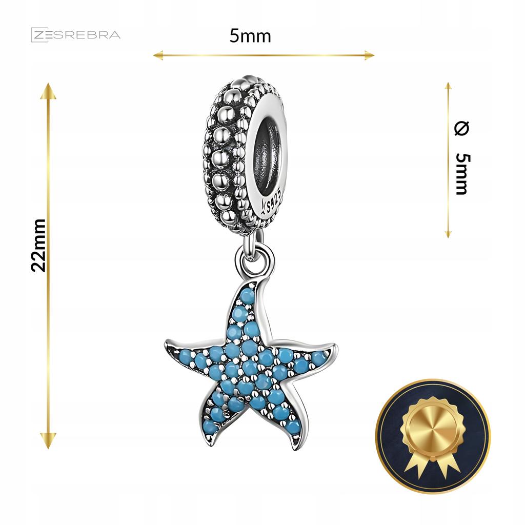 Charms Starfish Pr 925 Pendant Bead Ocean Colorful Zircons
