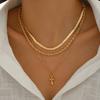Kreuzanhänger Halskette Metallschmuck Für Frauen Mit Geometrischem Design Und Mehrschichtigem Stil