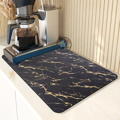 1 pz Tappetino di asciugatura in gomma di marmo con stoviglie da caffè retrò per la cucina della caffetteria Tappetino da tavola in fango diatomeico resistente Tappetino per animali domestici Stoviglie da caffè