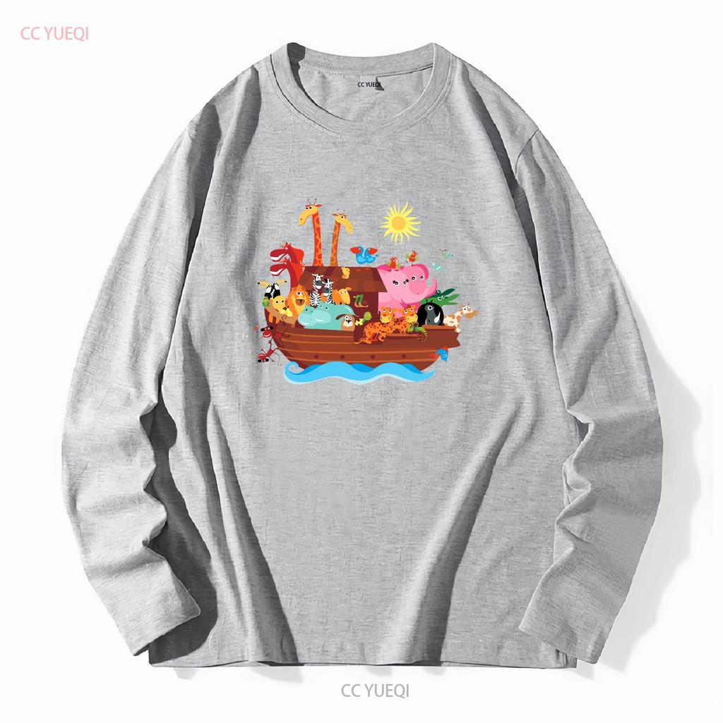 Inktastic Animal Ark Bible Story Christian Baby T Shirt Animals Noah Cute Ship long or short sleeves vintage Washed Versatile