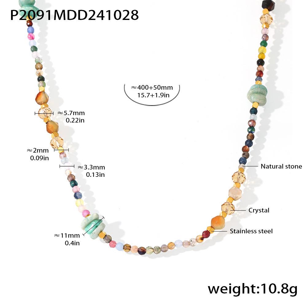 

Женское ожерелье Неправильный кристалл Натуральные камни Нержавеющая сталь Цветная цепочка Модный шарм Повседневный циркон Оптом