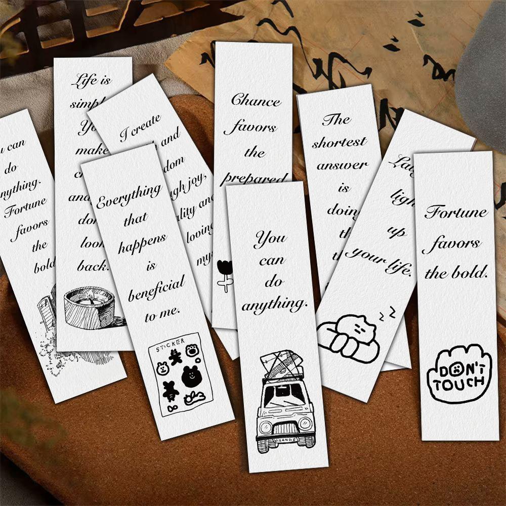 30PCS Black and White Inspirational English Bookmarks Streetwear Stationary Pretty Reading Books Card Creative Gifts Bookmarks