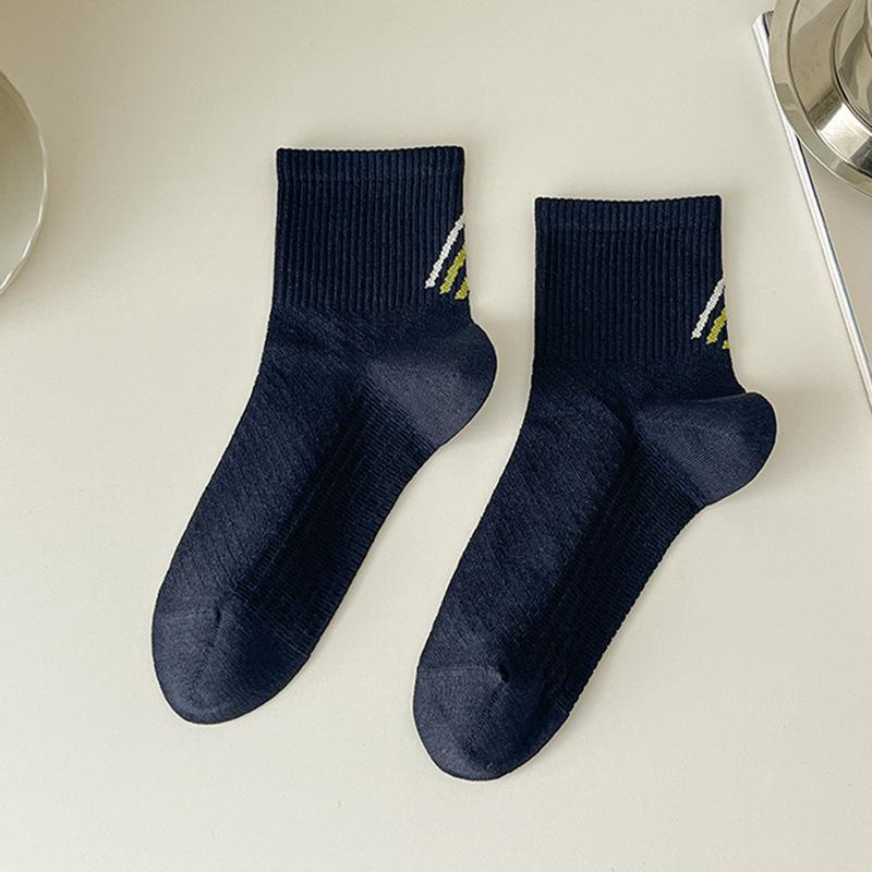 Men's Fashion Socks: Short-sleeved Men's Socks with Double Cuffs and Boneless Seams, Breathable Mesh Men's Mid-sleeved Socks