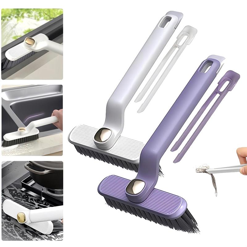 Rotating Multifunctional Crevice Cleaning Brush With Stiff Bristles Two-In-One Bathroom Tile Floor Crevice Brush Cleaning Tool