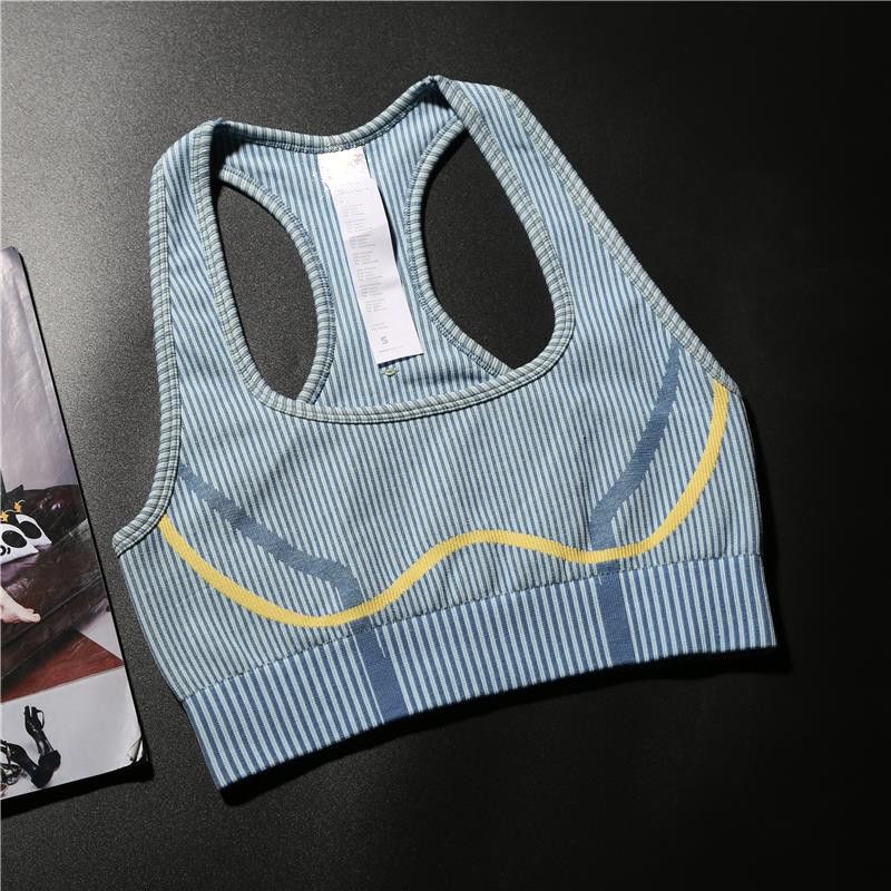 

Double-Layer Navel-Exposed Women s Elastic I-Shaped Vest Workout Clothes Contrast Blue XS