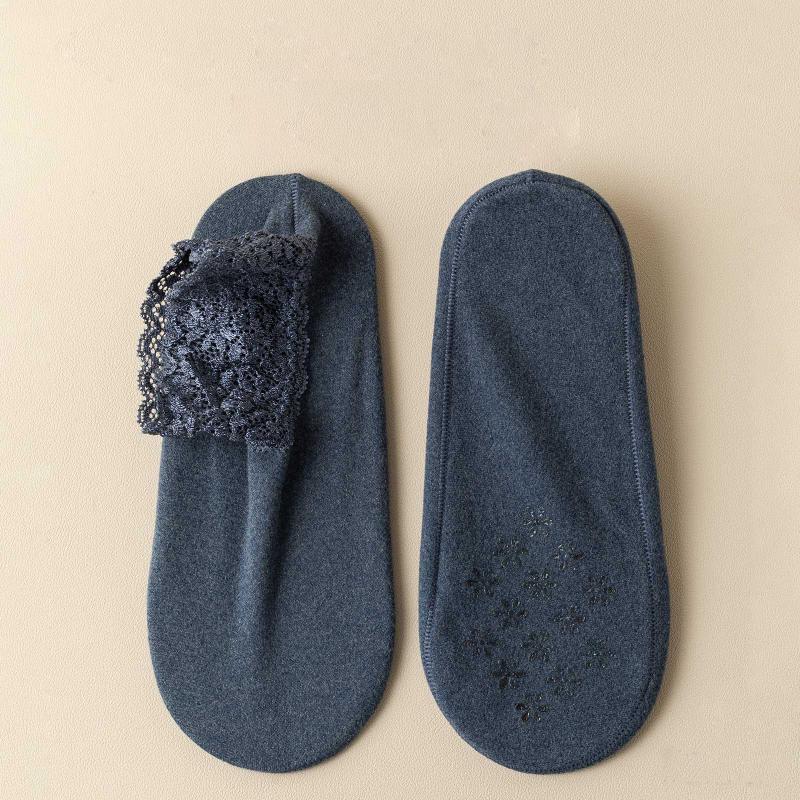 6pcs=3 Pairs Autumn Winter Women Soft Velvet Lace Socks Thick Silk Socks Non-Slip Bottom Solid Fashion Lace Breathable Sock