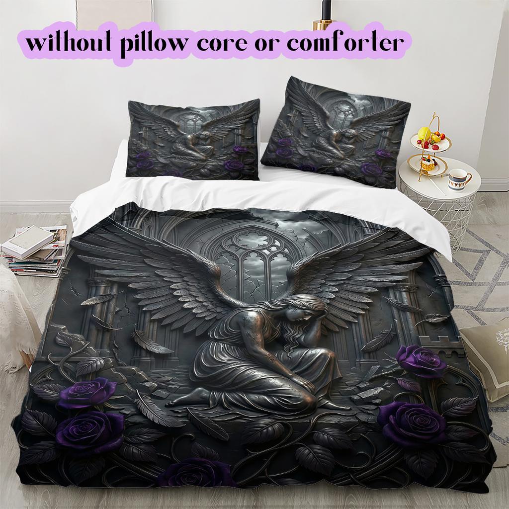 Metal reliefs Pattern Bedding Quilt Set Quilt Cover Pillowcase Home Decoration Birthday Gift (1 * duvet cover + 2 * pillowcase, without core)