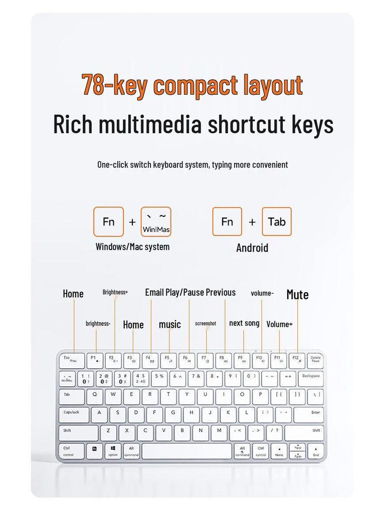 Silent Lightweight Wireless Bluetooth Keyboard with Touchpad for Tablets & Laptops