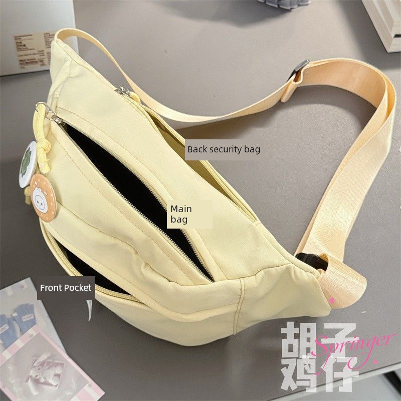 

Bearded Chicken Cute Bear Chest Bag Japan fashion Ins Style Girl Small Bag Women All-Match Waist Bag Fresh Messenger Bag Milk yellow