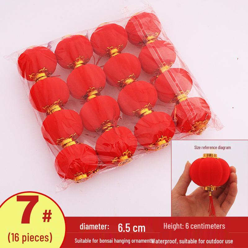 Handmade Red Flocked Lantern Ornaments for Trees: Chinese-Style New Year and Wedding Decorations