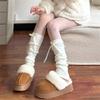 Lady Spring Bow Ribbon Knitted Stripe Pure Desire Preppy Calf Pile Stocking