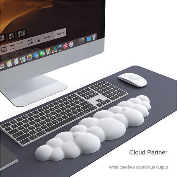 Orange PU Leather & Memory Foam Cloud Keyboard Mouse Pad