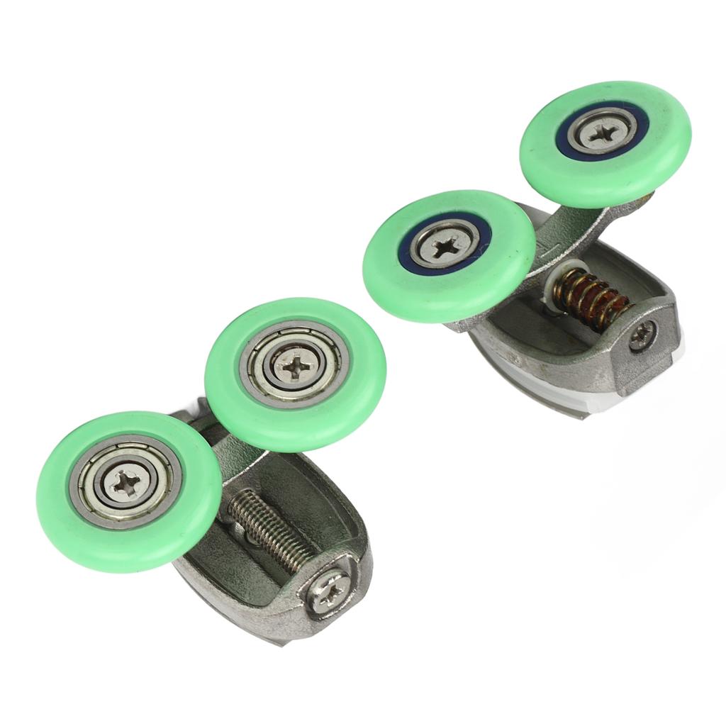 2Pcs Green Roller Wheel Pulley Shower Room Bathroom Upper Bottom Glass Sliding Door Track Roller Pulley