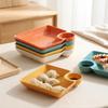 Dumpling Plate with Dipping Cup Shatterproof Serving Dish Sauce Compartment