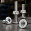M6 M8 304 Edelstahl Schrauben Flache Unterlegscheiben Sprengringe Bolzen und Muttern Set Waffel Ultradünne Sechskopfschrauben Industrielle Verwendung