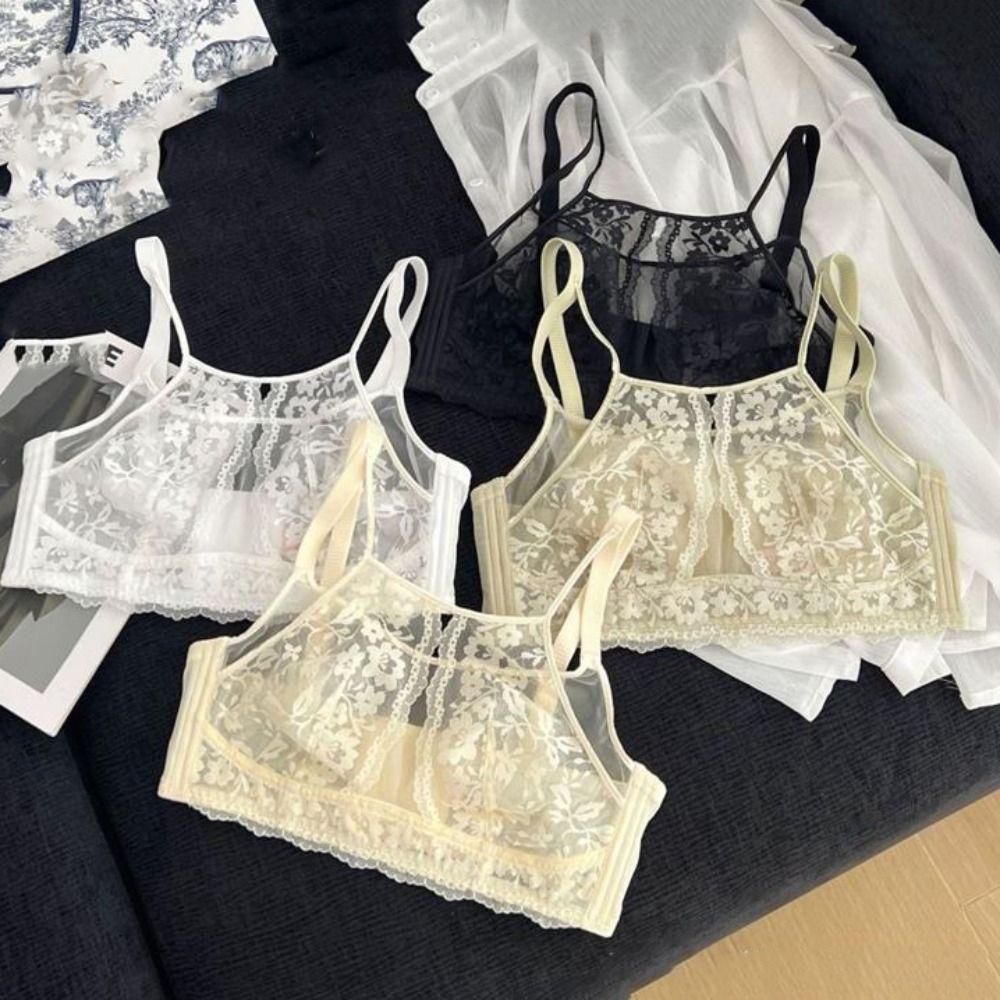 Anti-sagging Wireless Deep V Bra Shockproof Lace Thin Bra Fashion Underwear for Women  Girls