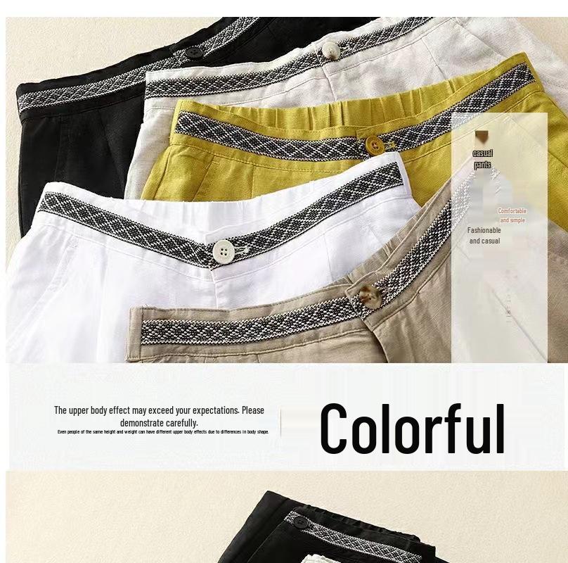Trendy Women's Japanese-Style Wide-Leg Cotton and Linen Drape Pants