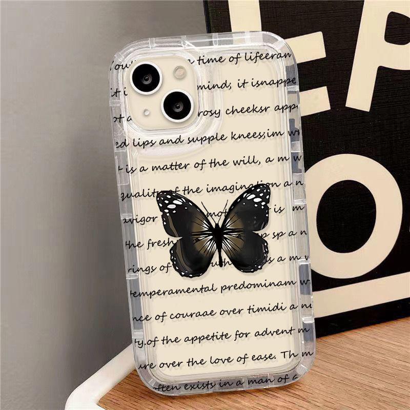 Black Retro Butterfly for Iphone17promax Phone Case 13 Apple 16/14 Pro Case 15