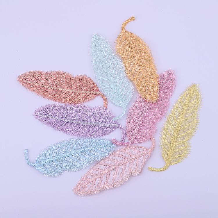 

10PCS Lace Feather Embroidery Applique Clothing Accessories Decorative Patch DIY Color Embroidery Feather Applique Making Clothing Jewelry Materials фиолетовый