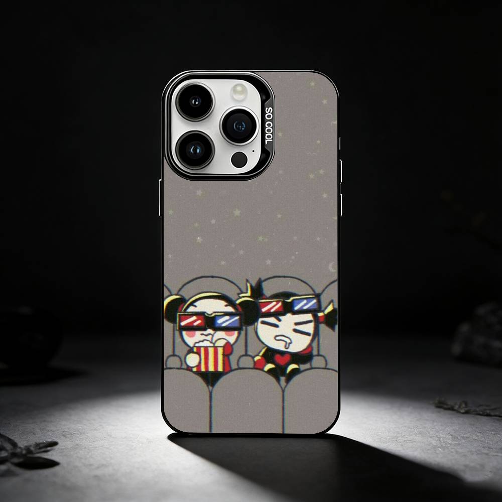 Pucca Cute Love Phone Case For iPhone 17,16,15,14,13,12,11 Plus,Pro Max,XS,Colored silver phone case
