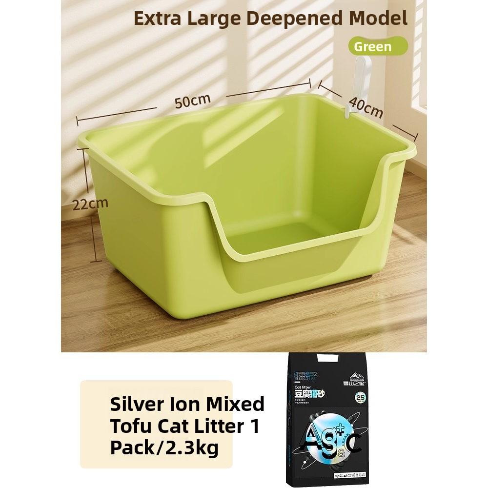 Extra Large Open-Top Litter Box Anti-Spla Giant Size Toilet for S Pet Supplies Sand Pan Special Large Size
