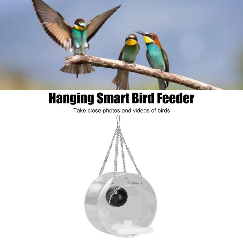 Smart Camera Bird Feeder Real Time Monitoring Hanging Bird Feeders For Outdoors Garden Round