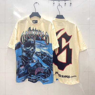 T-shirt Manica Corta Stile Retrò Lavaggio Rock Street Brand alla Moda Stampa Lettere Modelli da Uomo e da Donna